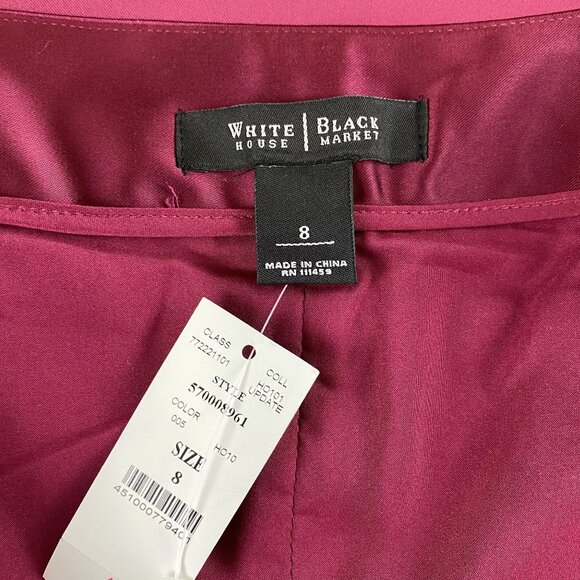 WHBM Womens Size 8 Burgundy Old Money Classic Ruched Formal Preppy Pencil Skirt - Picture 5 of 14